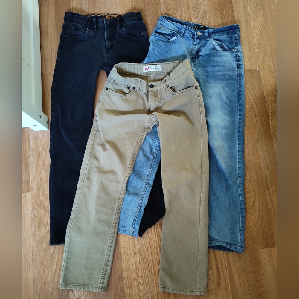 Big Kids Black, Blue, and Tan Jeans